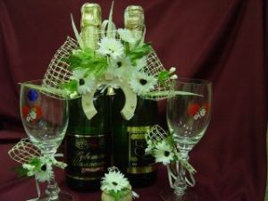 украшение для шампанского, модель 4115 ― Интернет-магазин Свадебных платьев Солодко-разом