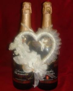 украшение для шампанского, модель 4122 ― Интернет-магазин Свадебных платьев Солодко-разом