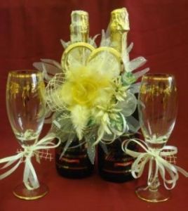 украшение для шампанского, модель 4126 ― Интернет-магазин Свадебных платьев Солодко-разом