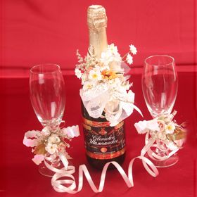 украшение для шампанского, модель 4137 ― Интернет-магазин Свадебных платьев Солодко-разом