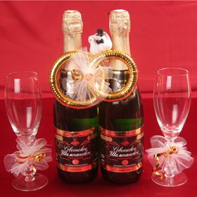 украшение для шампанского, модель 4138 ― Интернет-магазин Свадебных платьев Солодко-разом