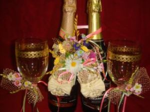 украшение для шампанского, модель 4140 ― Интернет-магазин Свадебных платьев Солодко-разом