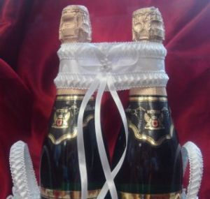 украшение для шампанского, модель 4108 ― Интернет-магазин Свадебных платьев Солодко-разом