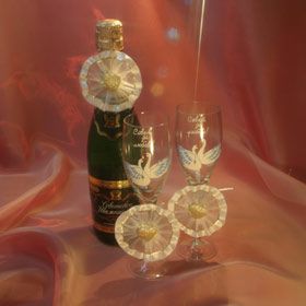 украшение для шампанского, модель 4135 ― Интернет-магазин Свадебных платьев Солодко-разом